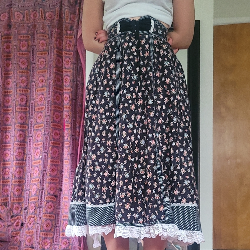 Black and White Midi Tiered A-Line Skirt